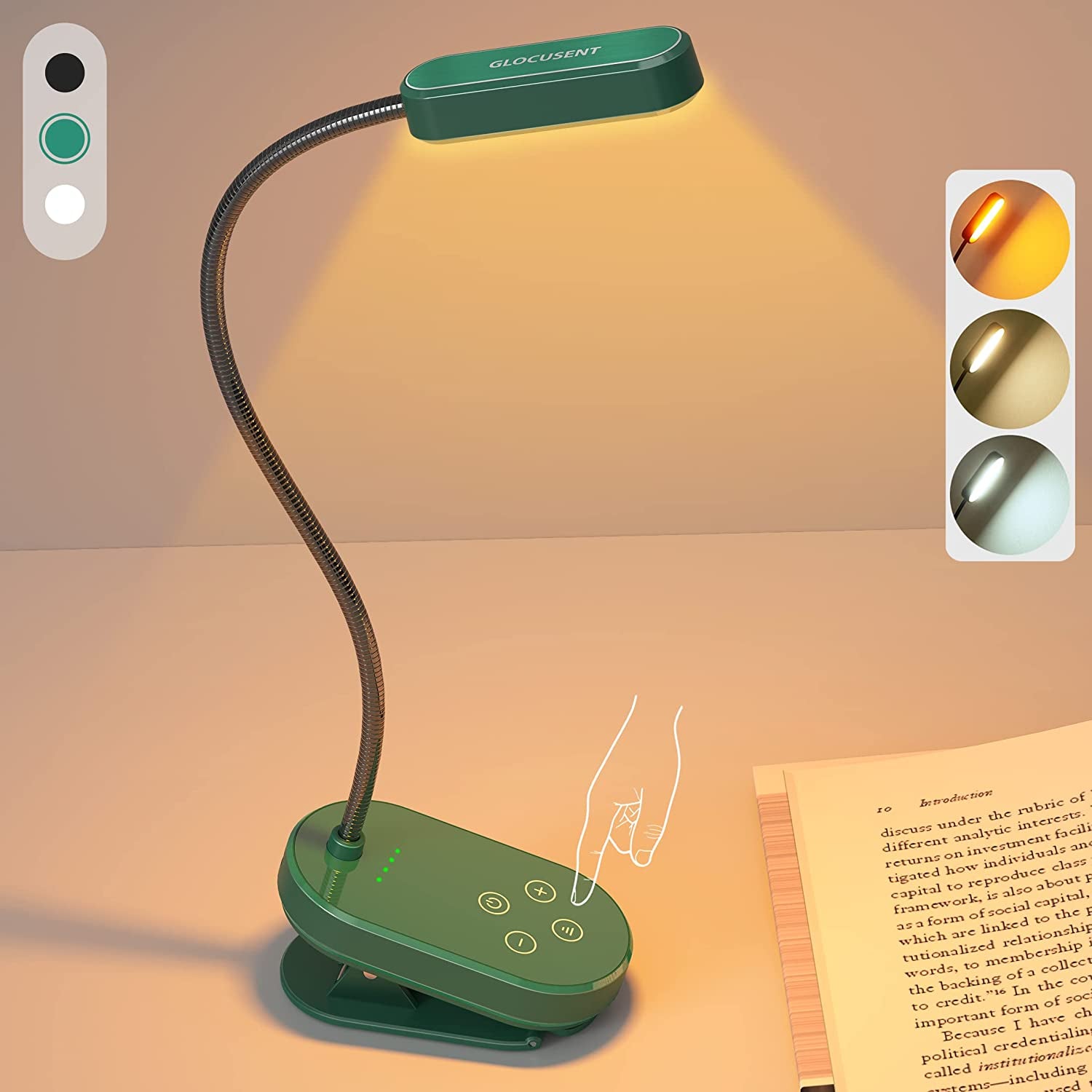 16 LED Mini Book Light for Reading in Bed, Clip on Reading Light, Rechargeable & Long Lasting for 80+Hrs, 3 Colors & 5 Brightness Levels, Perfect Reader Gifts or Book Lovers, Kids & Travel